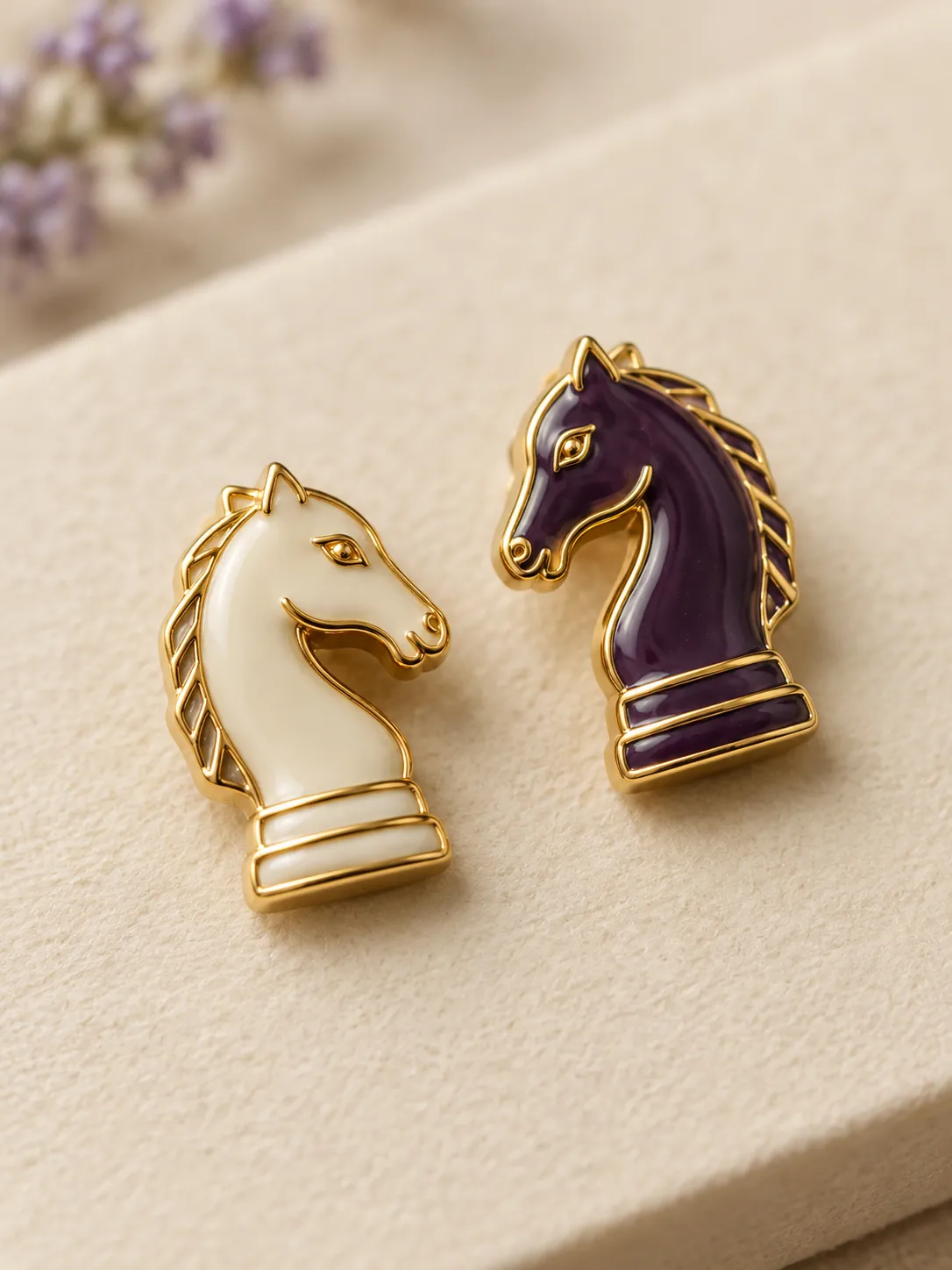 Chess Knight Studs — Close-up detail