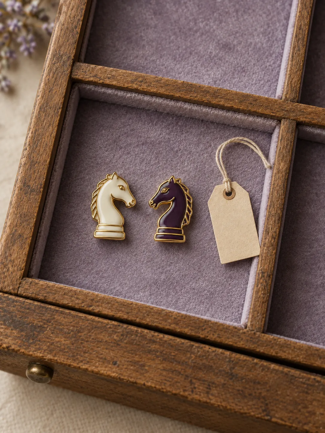 Chess Knight Studs — In the specimen drawer