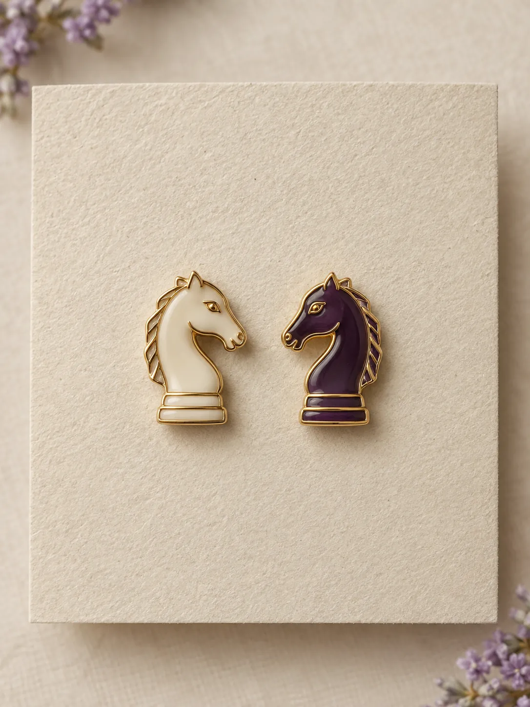Chess Knight Studs — Front view