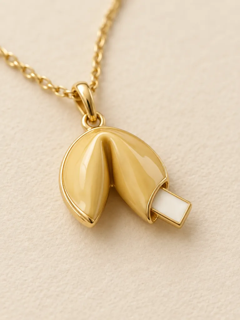 Fortune Cookie Pendant — Close-up detail