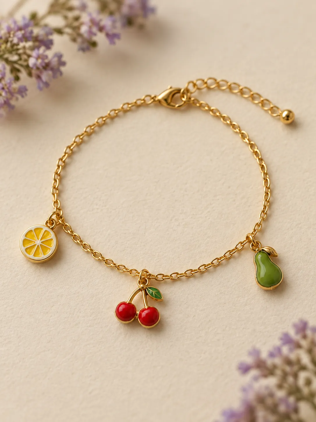 Fruit Bowl Charm Bracelet — Close-up detail