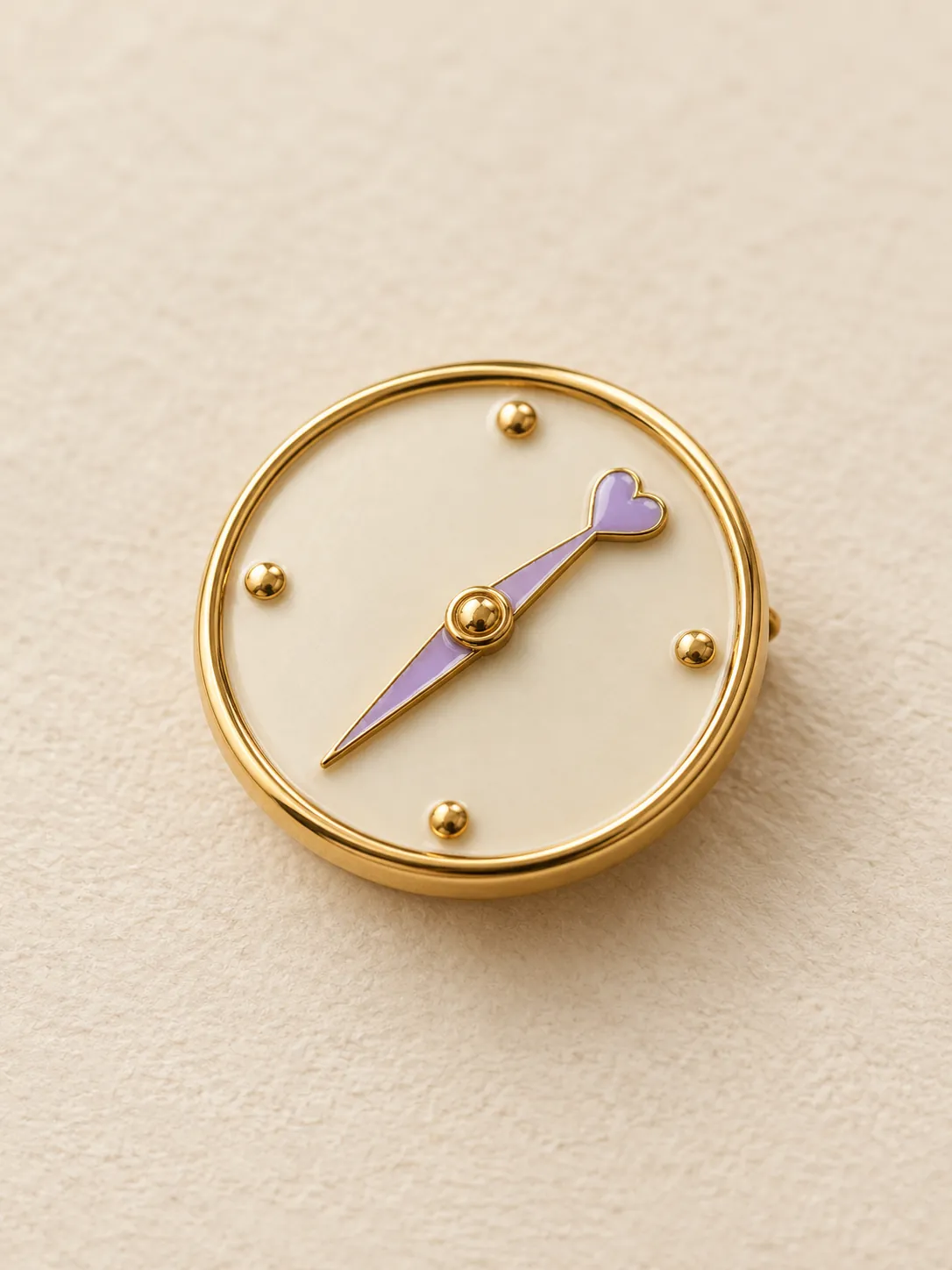 Heart Compass Brooch — Close-up detail