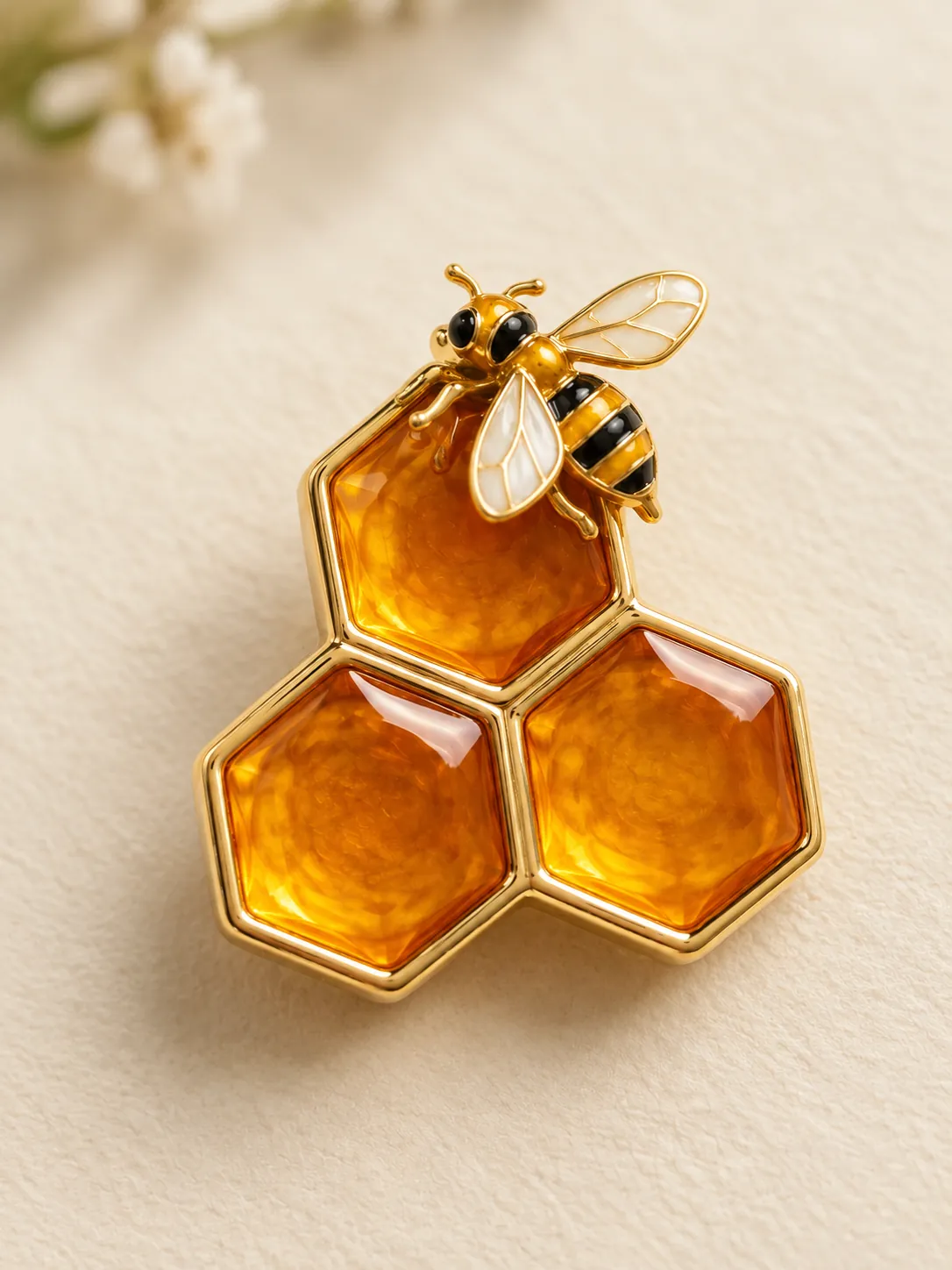 Honeycomb Keeper Brooch — Close-up detail