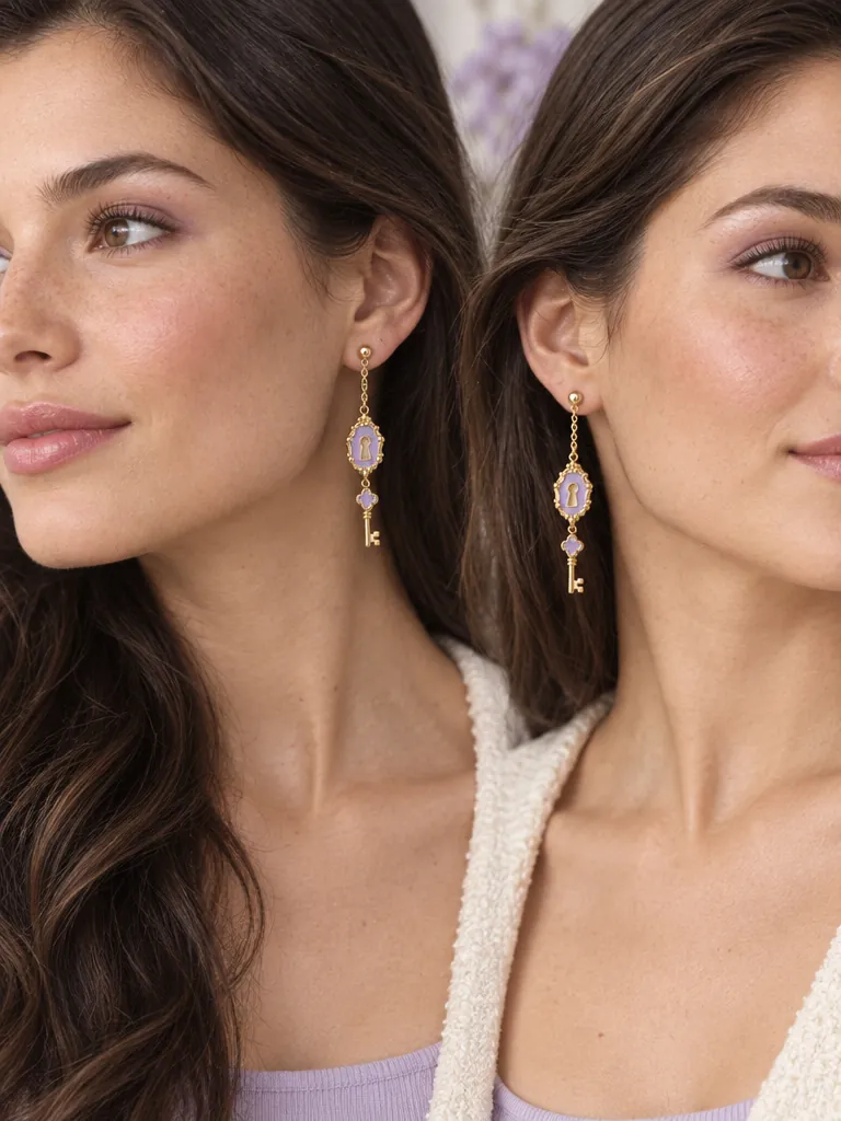 Keyhole & Key Mismatched Drops — Main view, worn