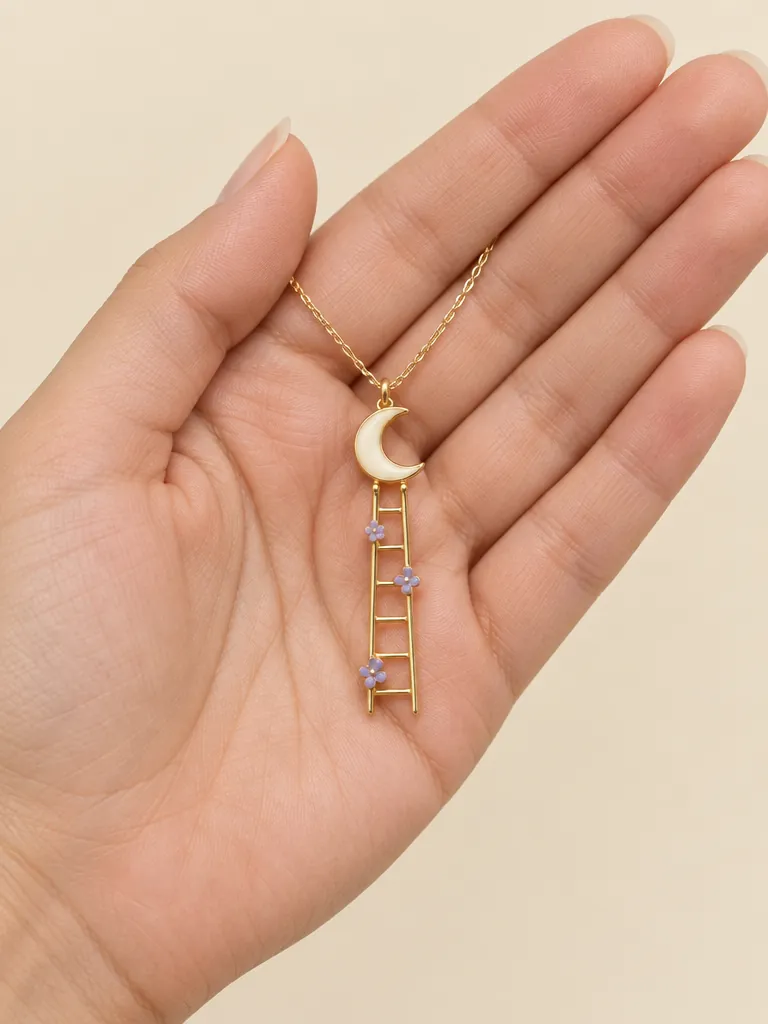 Ladder to the Moon Pendant — In the hand, for scale
