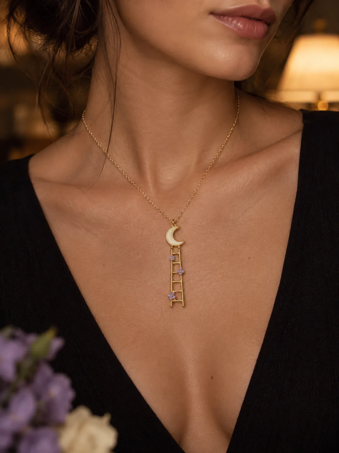 Ladder to the Moon Pendant — Main view, worn