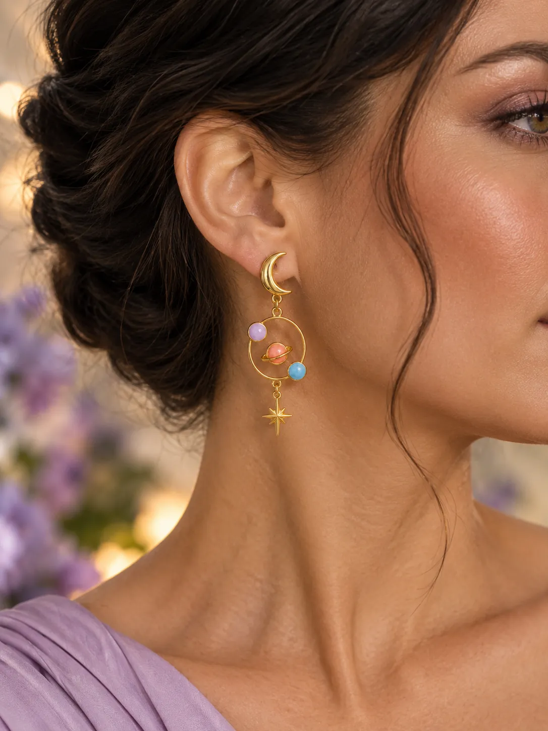 Little Orbit Statement Drops — Main view, worn