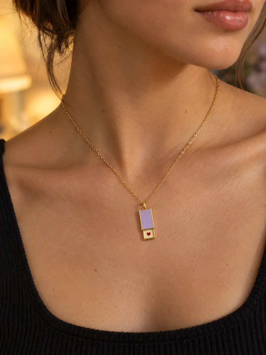 Matchbox Keepsake Pendant — Main view, worn