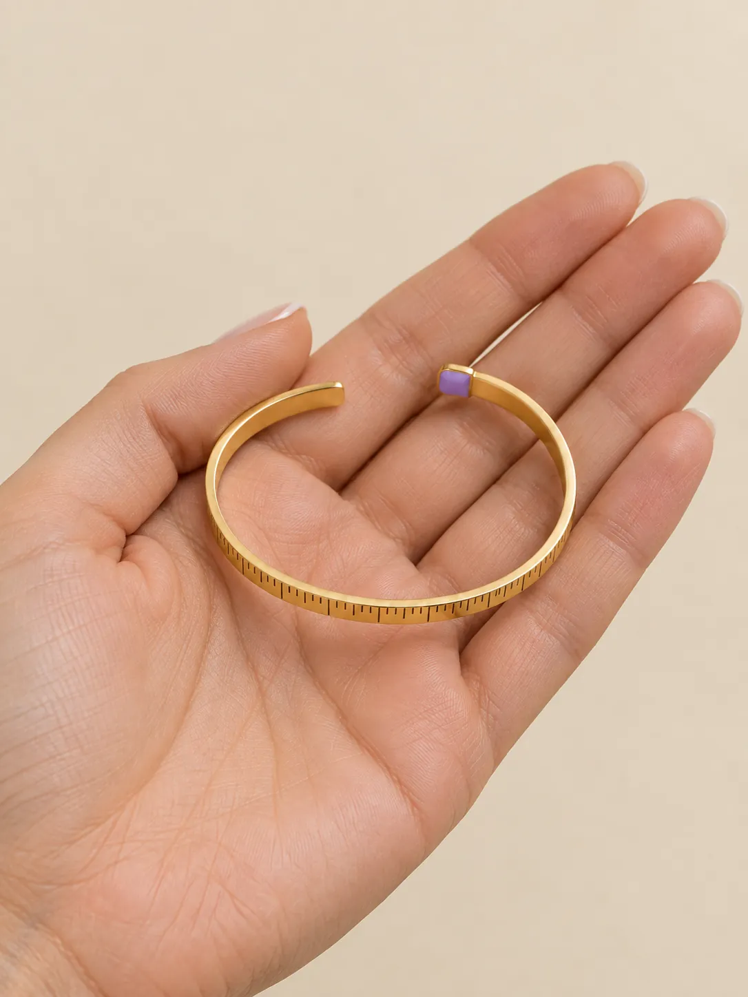 Measuring Tape Cuff — In the hand, for scale