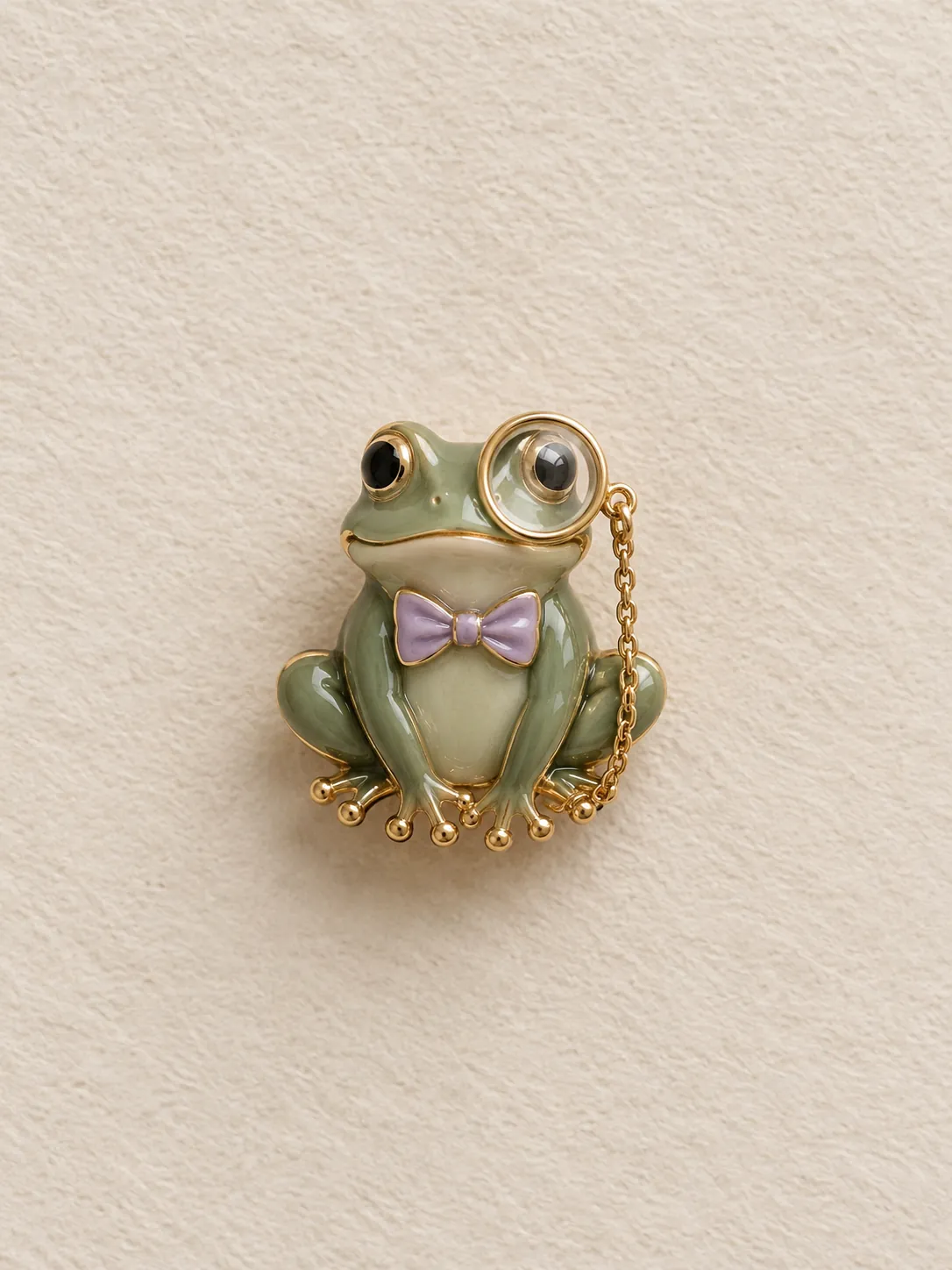 Monocle Frog Brooch — Front view