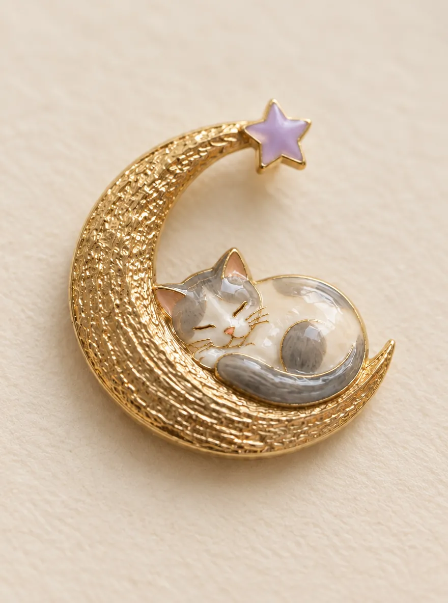 Moon Nap Brooch — Close-up detail