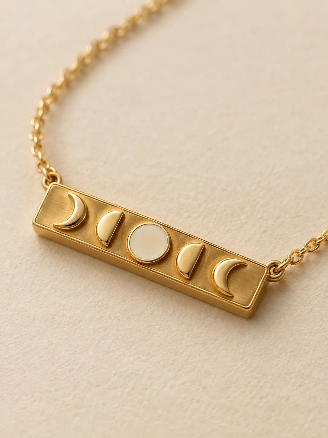 Moon Phase Bar Necklace — Close-up detail