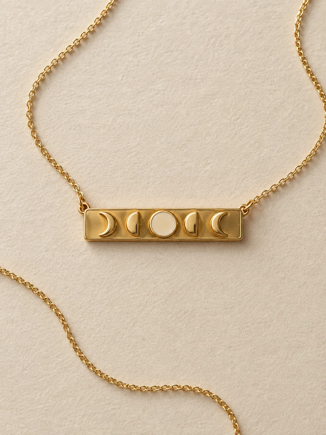 Moon Phase Bar Necklace — Front view