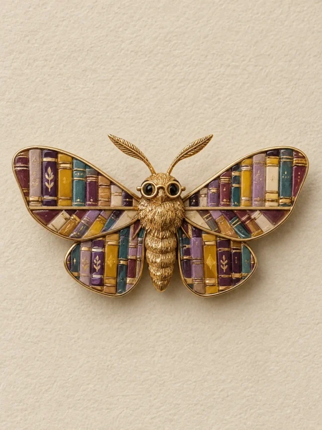 Moth Librarian Brooch