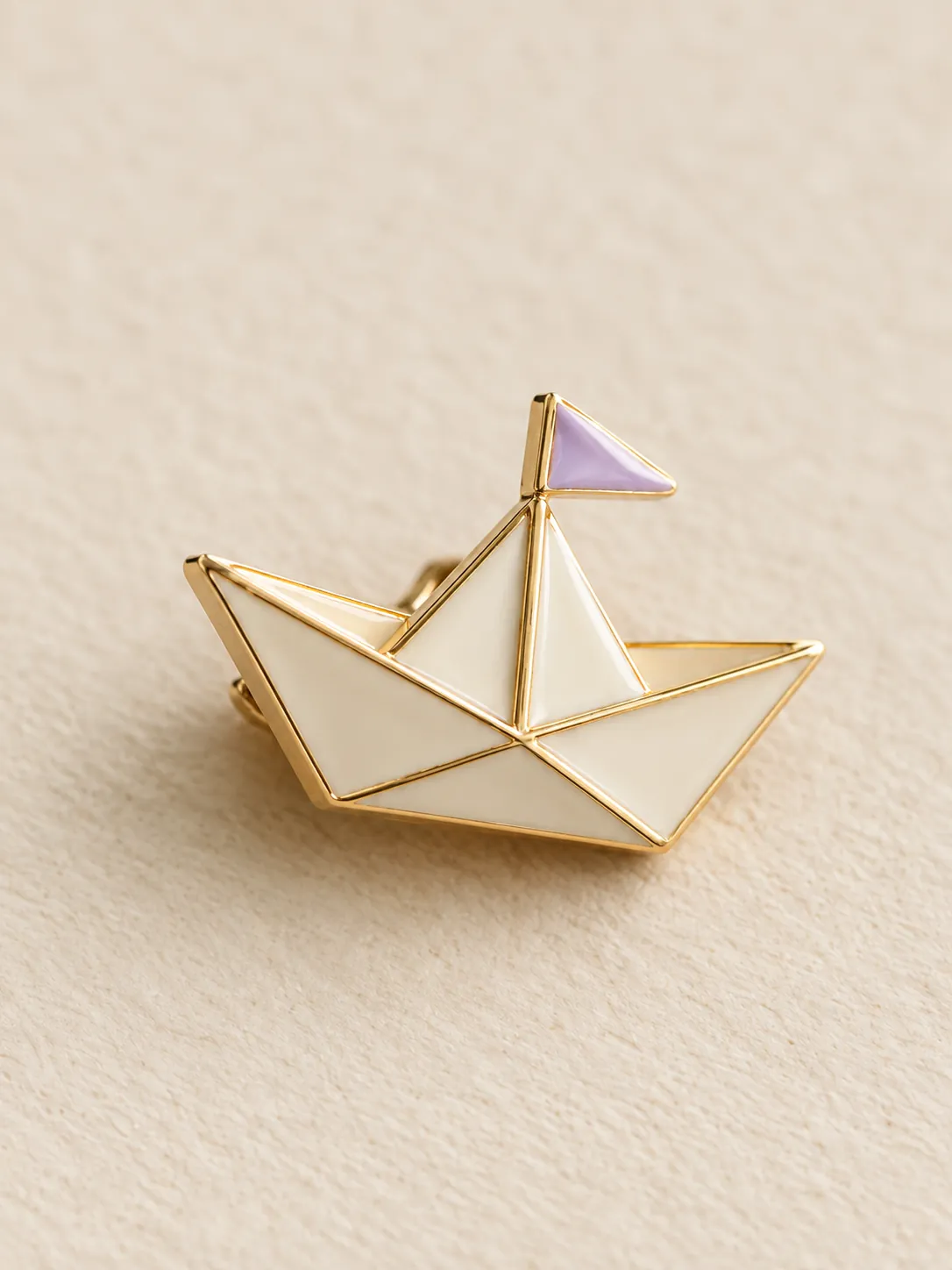 Paper Boat Brooch — Close-up detail