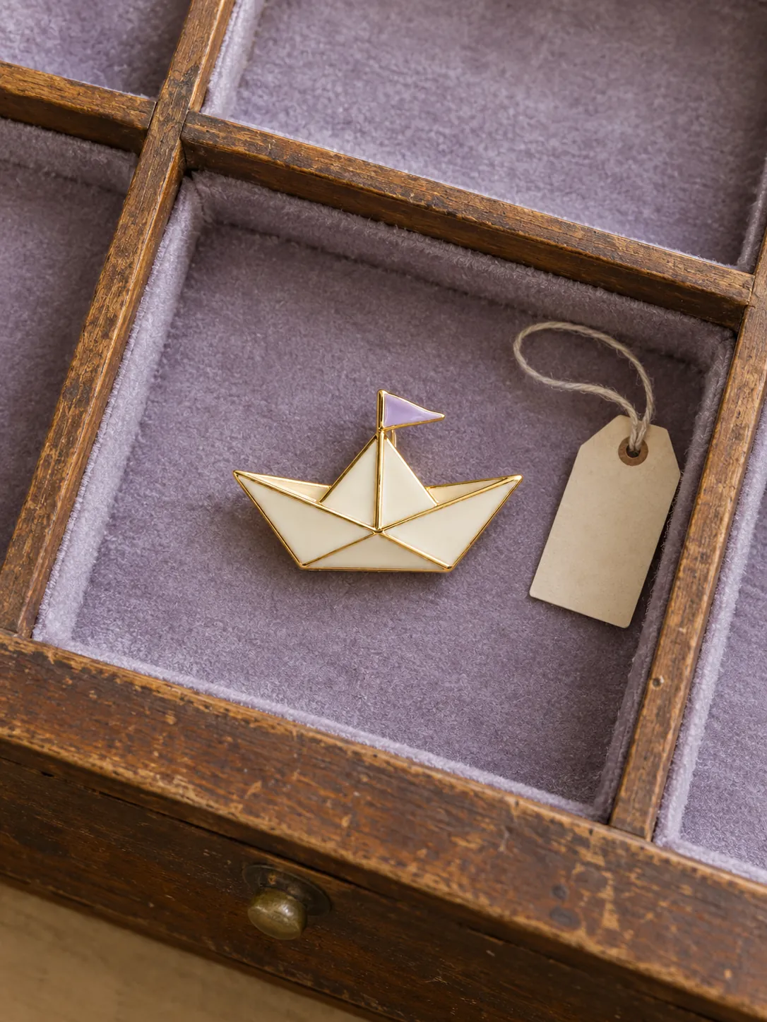 Paper Boat Brooch — In the specimen drawer