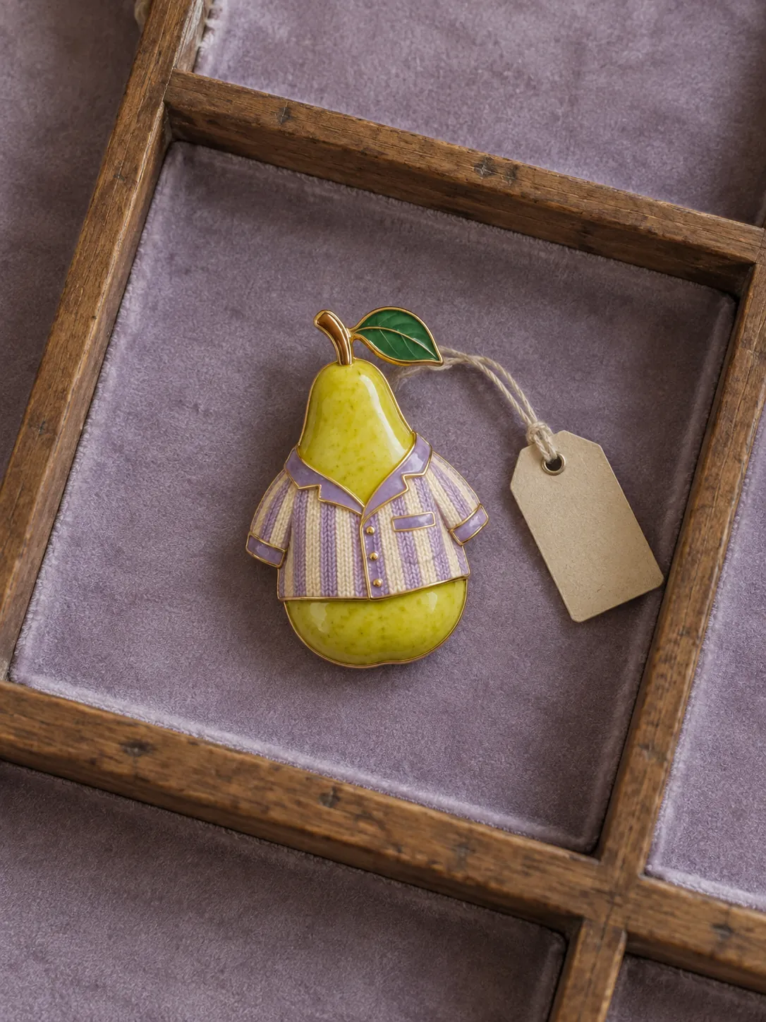 Pear in Pyjamas Brooch — In the specimen drawer