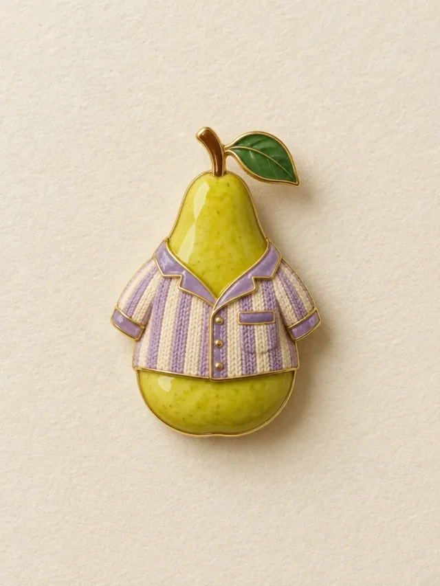 Pear in Pyjamas Brooch