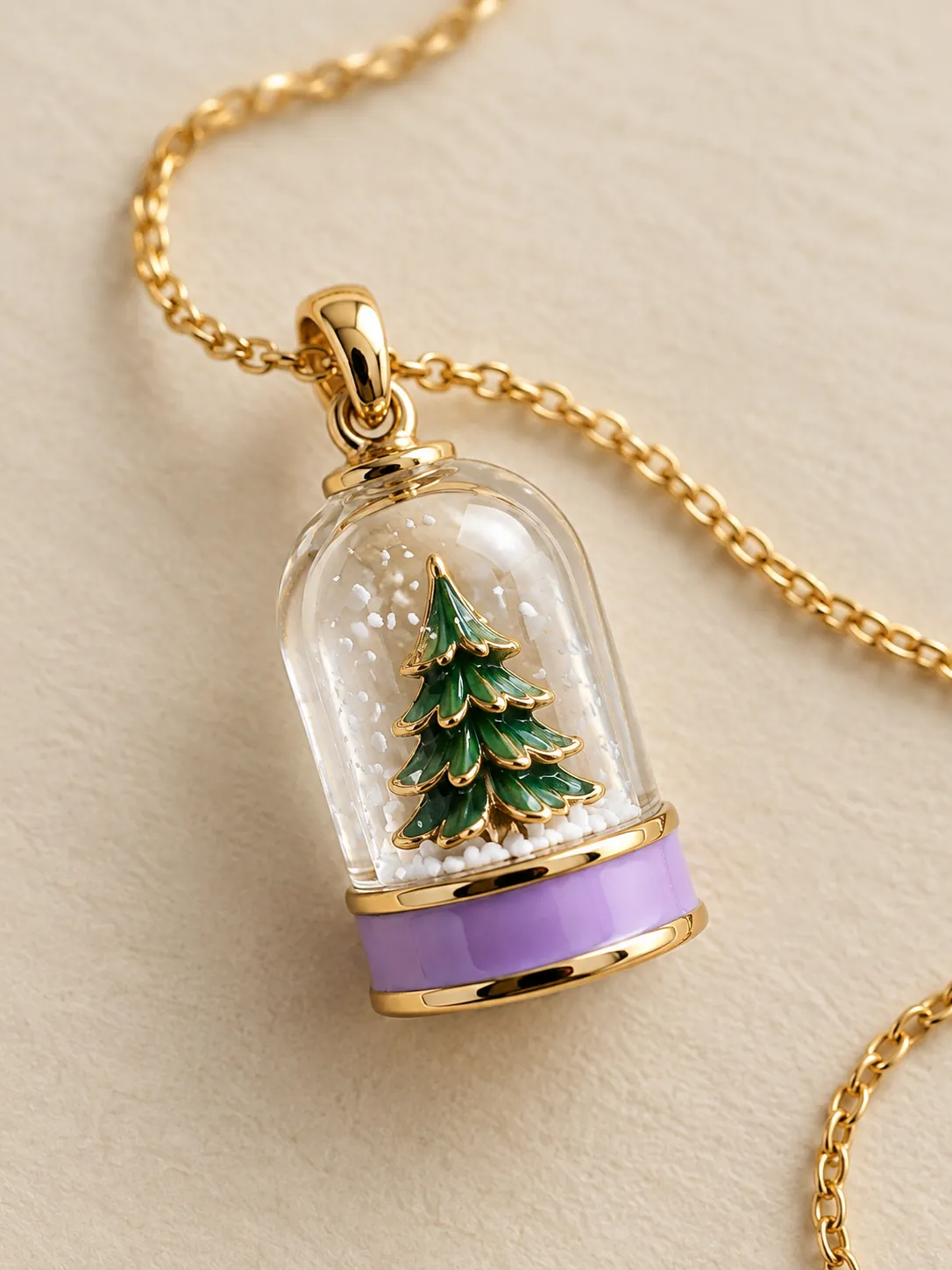 Pocket Snow Globe Pendant — Close-up detail