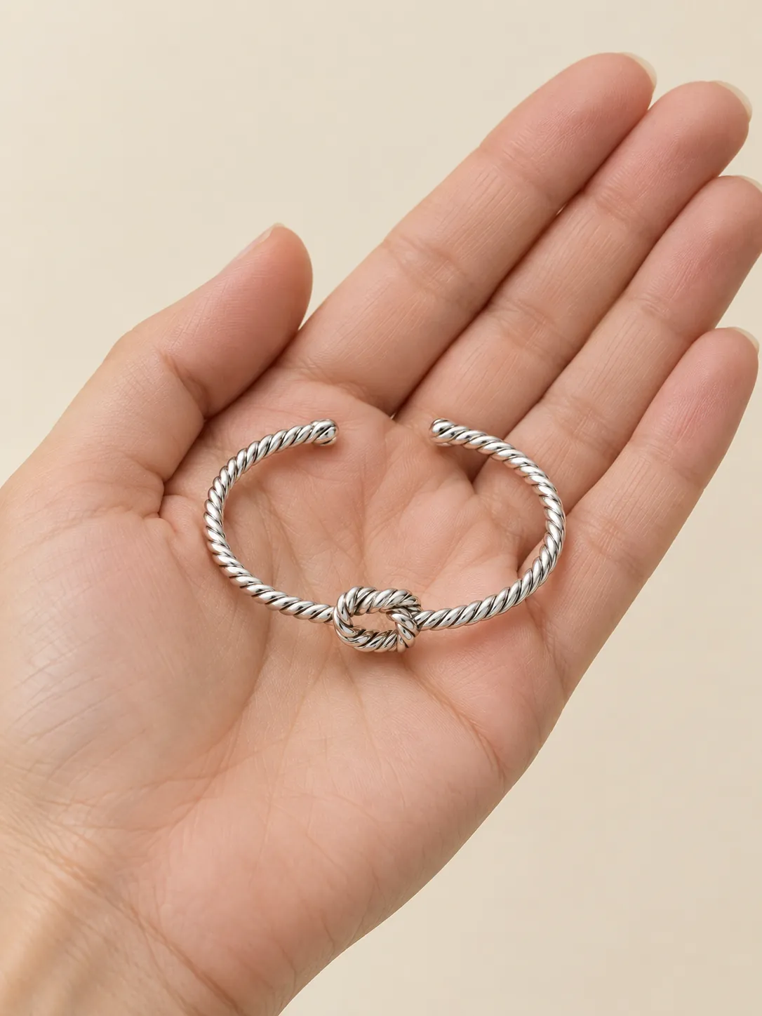 Sailor's Knot Cuff — In the hand, for scale