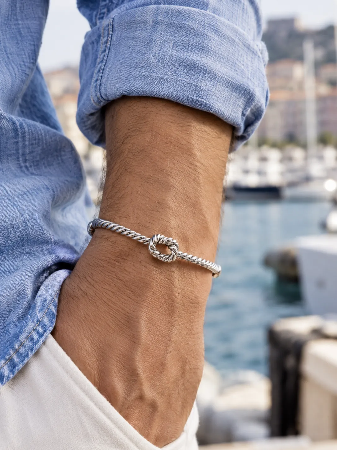 Sailor's Knot Cuff — Main view, worn