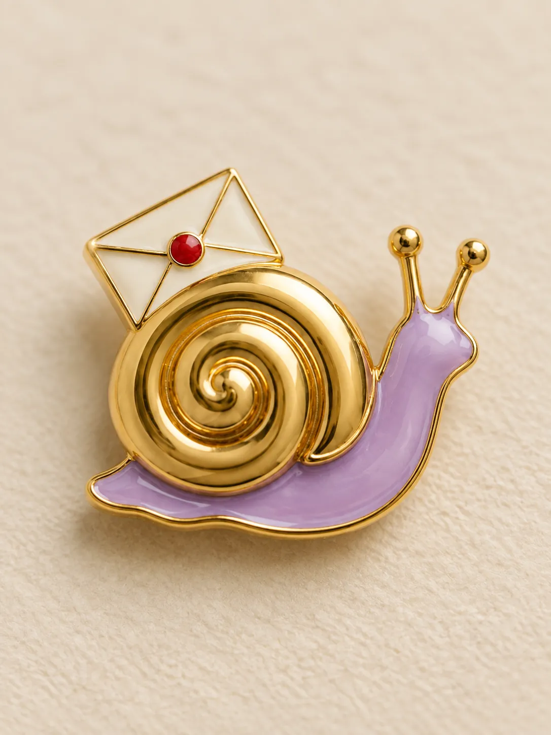Snail Post Brooch — Close-up detail