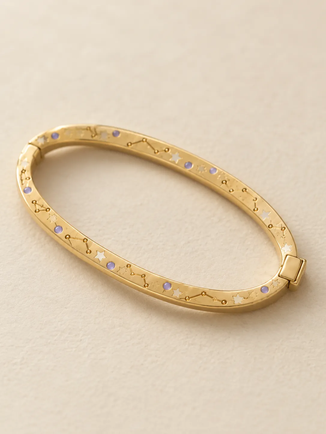 Star Map Hinged Bangle — Close-up detail