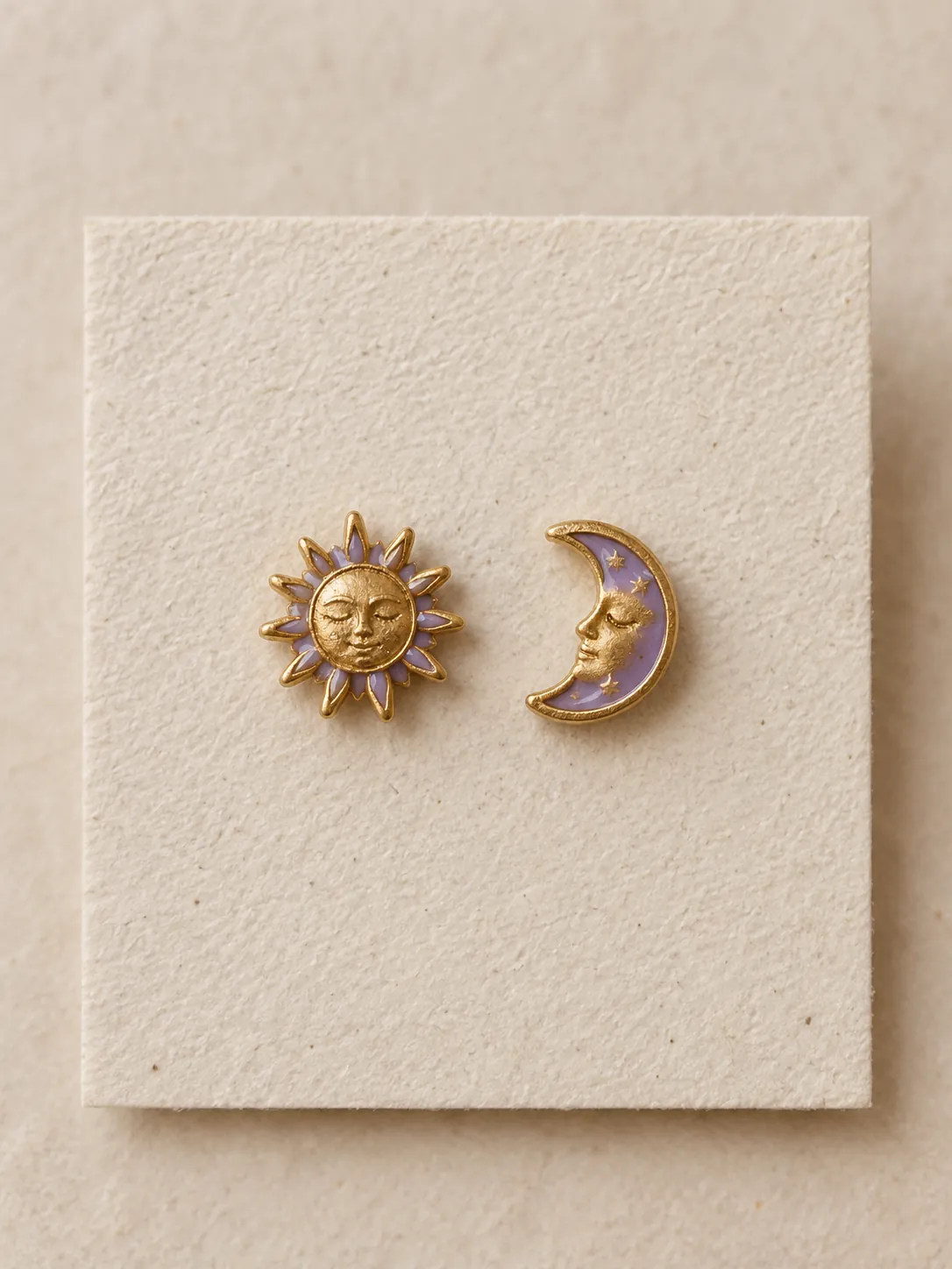 Sun & Moon Mismatched Studs — Front view