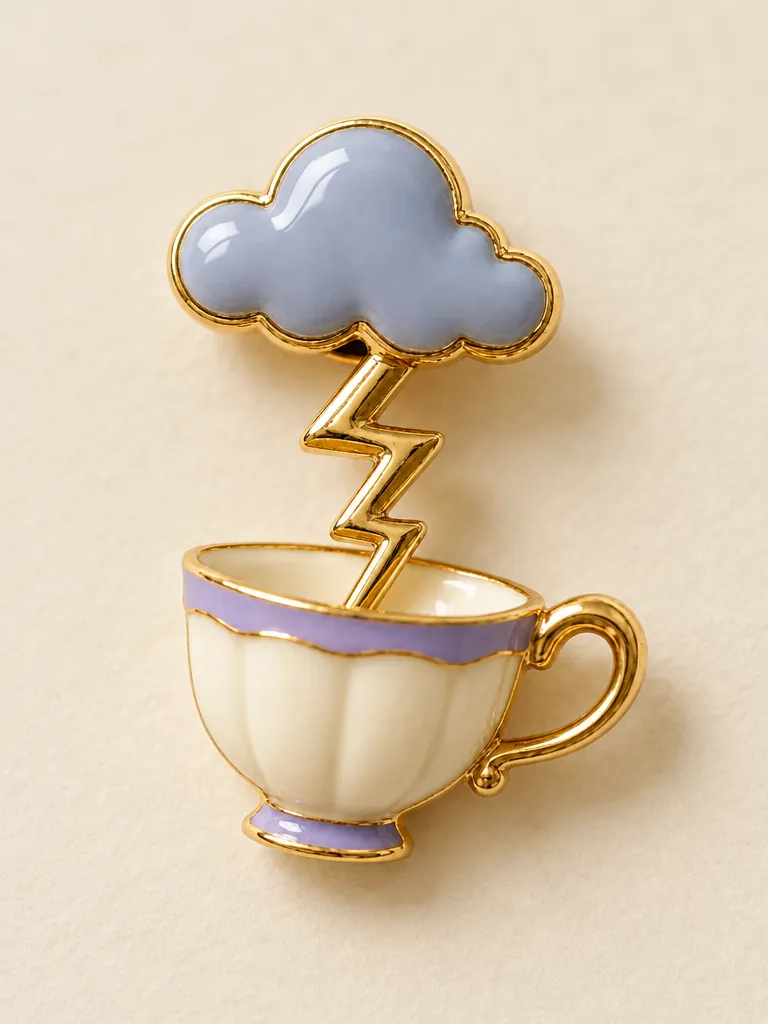Teacup Storm Brooch — Close-up detail